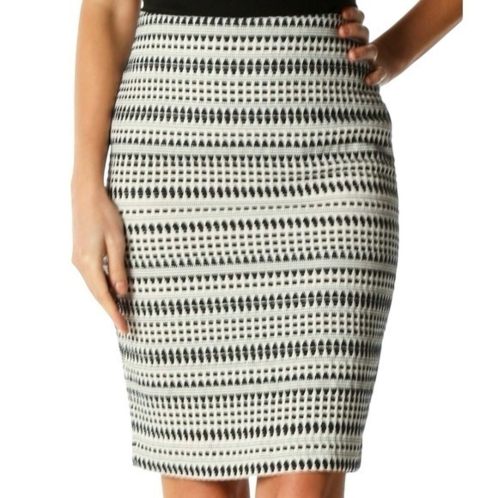 Ann Taylor Women's Black and White Pencil Skirt Jacquard New